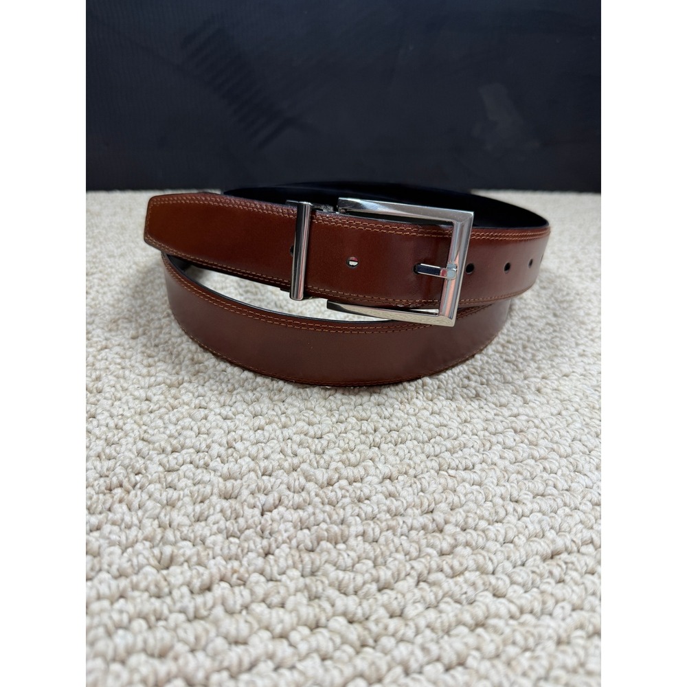 Chaps Reversible Italian Leather Belt Brown Black XL 42-44 Silver Buckle